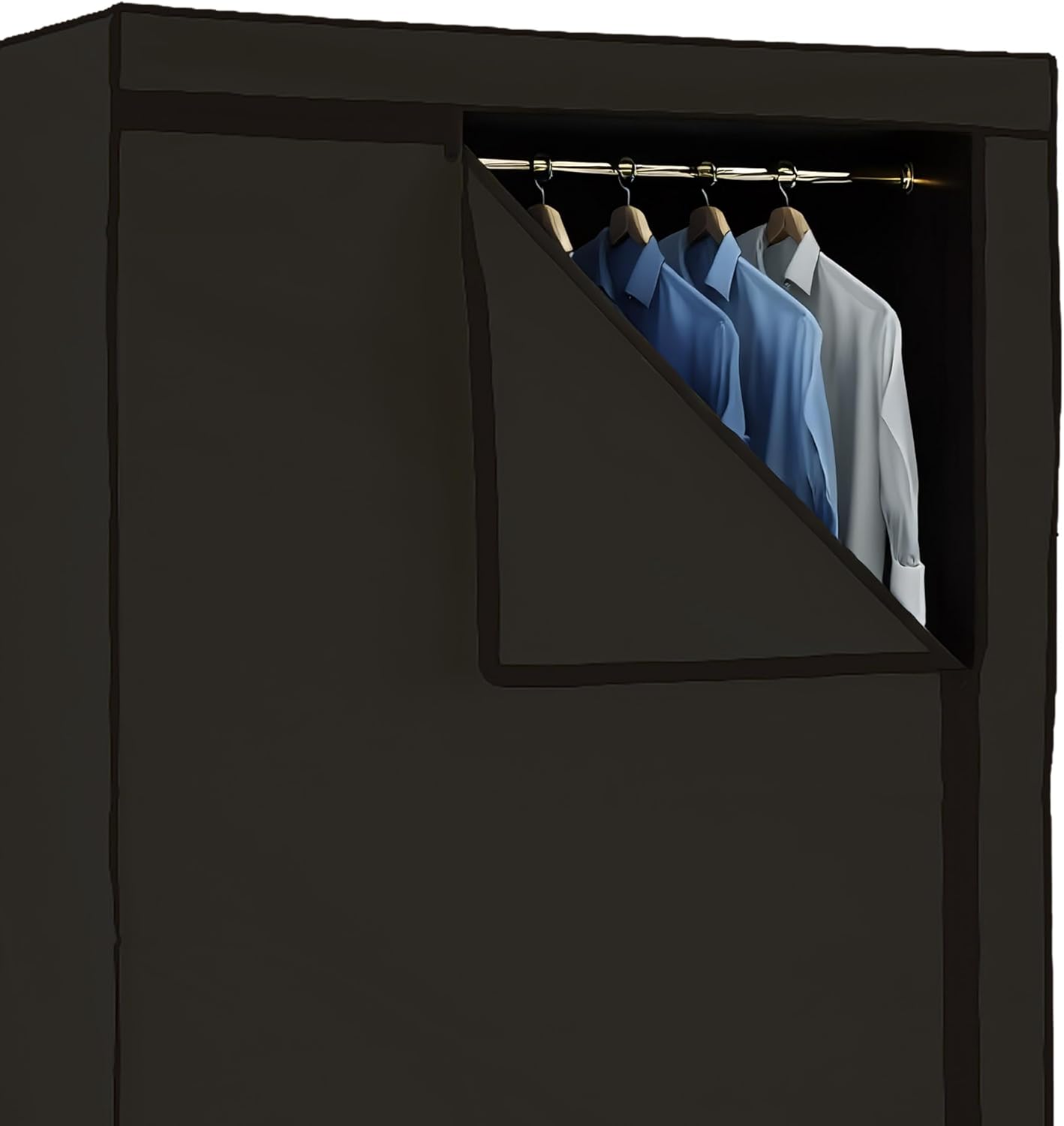 Stoffschrank mit Kleiderstange, Schwarz