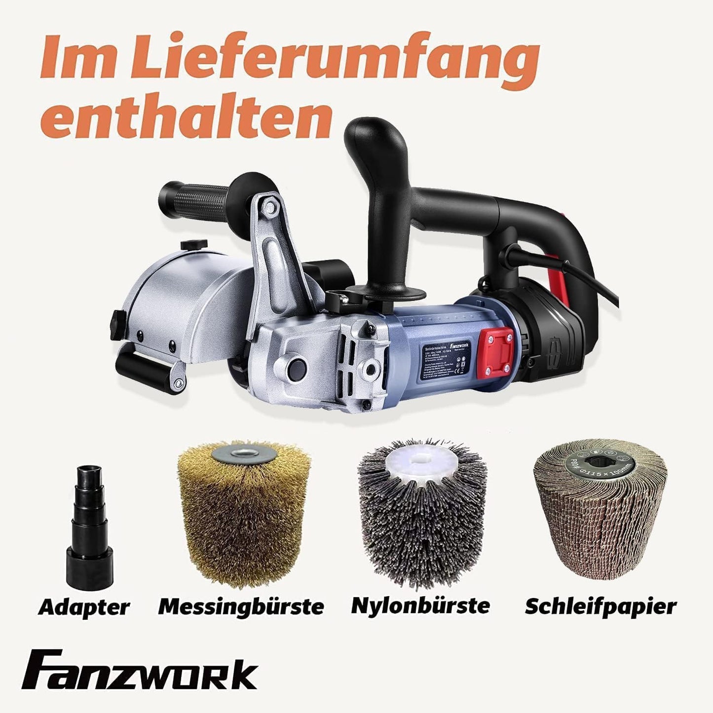 Satiniermaschine V2 mit Bürsten & Drehzahlregelung, V2 Set mit Messing & Nylon & Schleifpapier Bürste