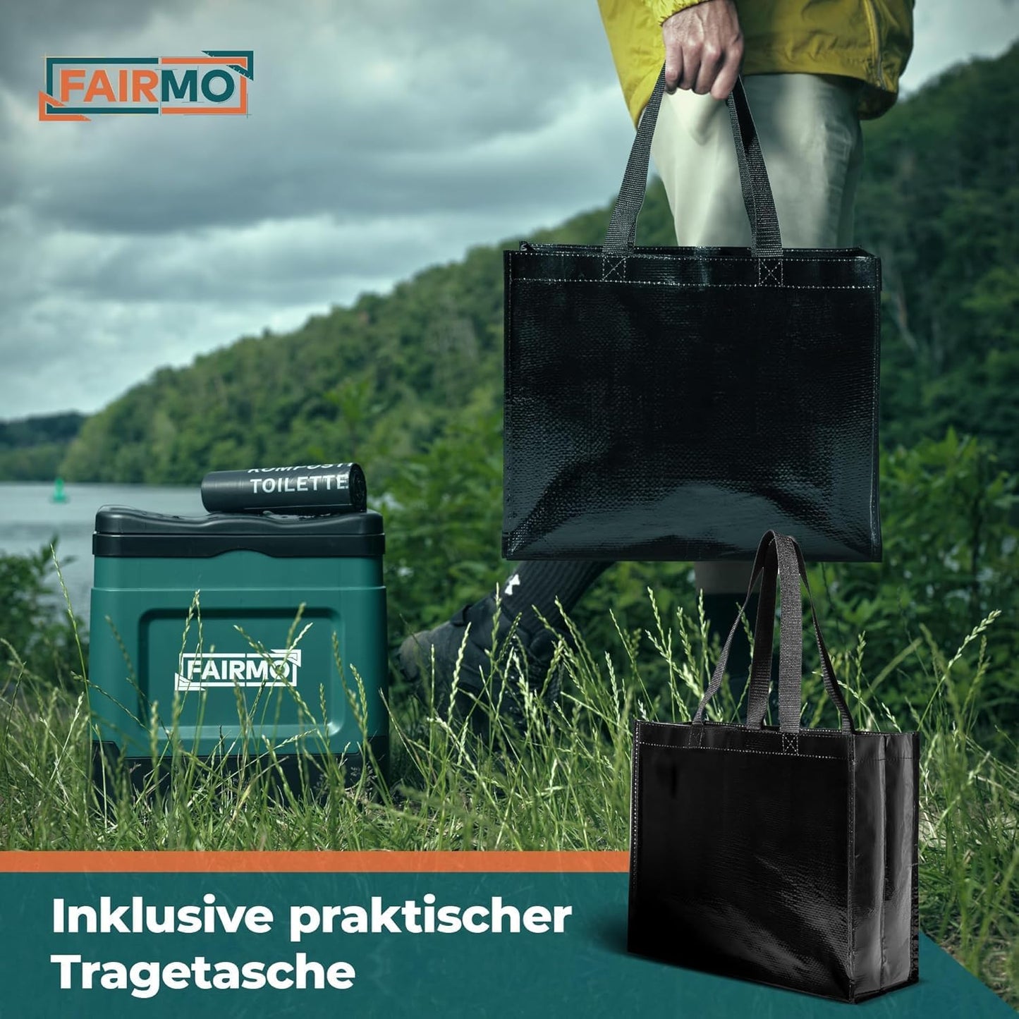 Faltbare Campingtoilette, Medium Grün