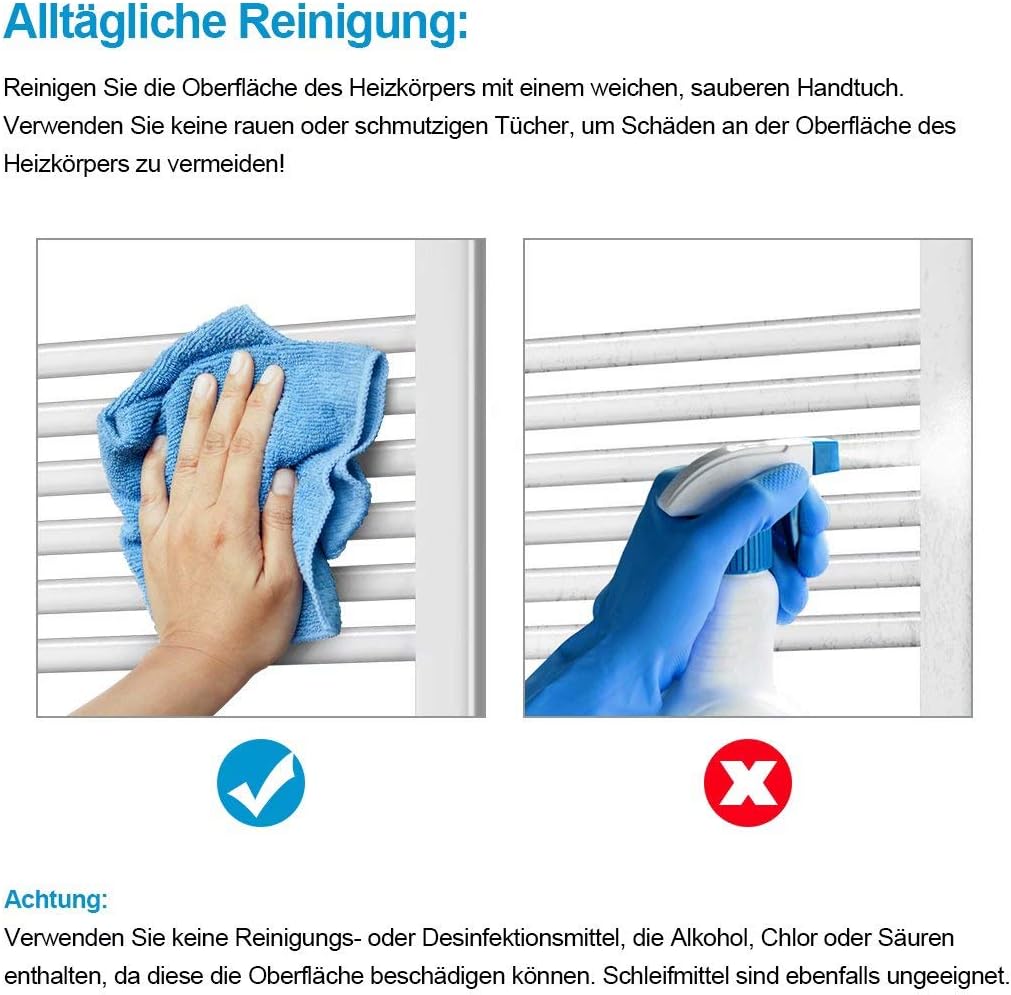 Handtuchtrockner mit Mittelanschluss, 40 x 160 cm, 40x160cm, Weiss