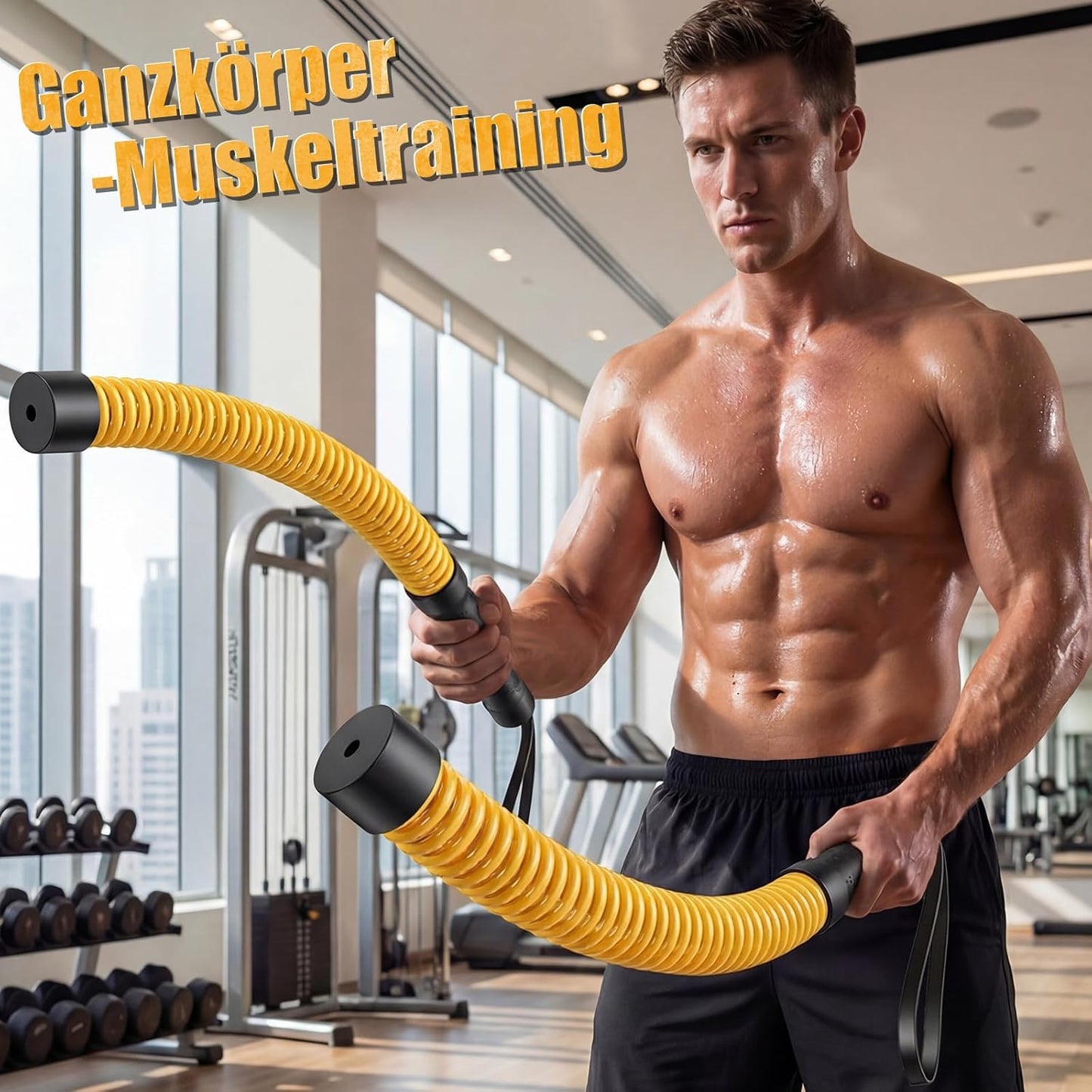 Battle Ropes mit Gegengewichten, Gelb + Schwarz