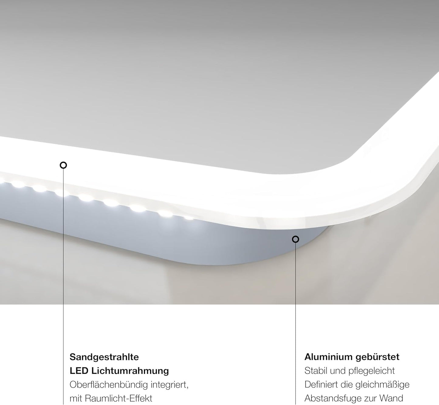 Badezimmerspiegel mit LED-Beleuchtung, 40L x 45B cm