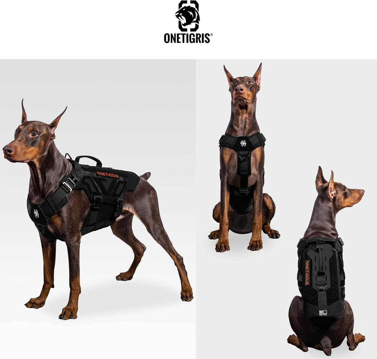 Taktisches Hundegeschirr, Schwarz XL:39-64kg(Hals:51-74cm, Brust:79-102cm)