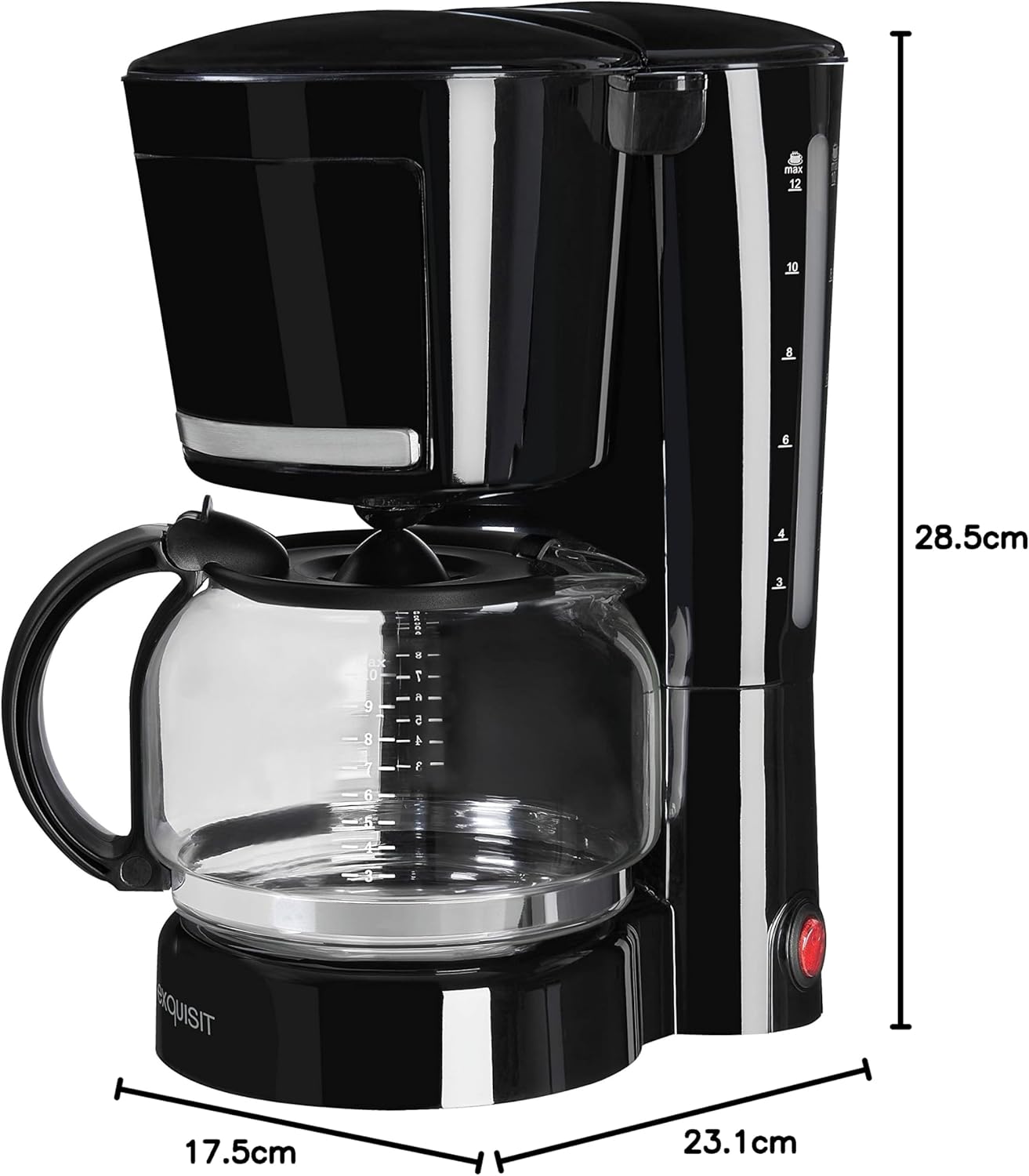 Filterkaffeemaschine für 12 Tassen, Schwarz-inoxlook Bis zu 12 Tassen 870 Watt 1 Thermoskanne