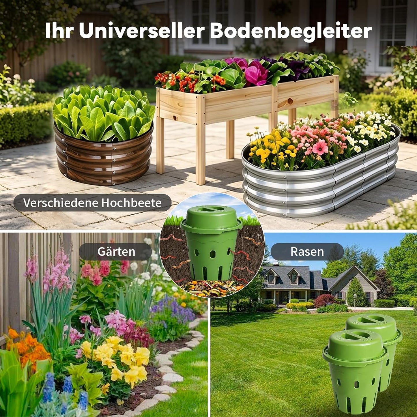 Unterirdische Komposter mit Belüftung, grün klein