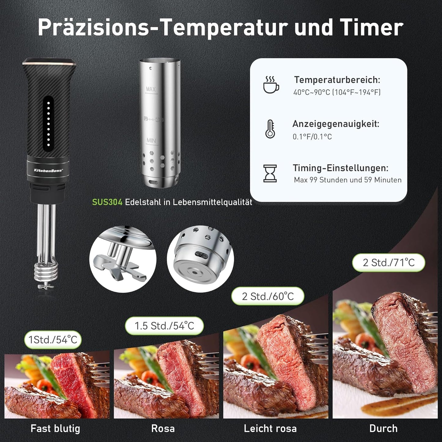 Sous Vide Garer Stick Wi-Fi mit App-Steuerung