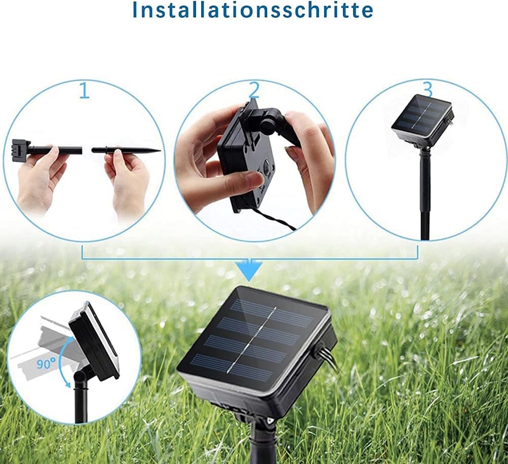 Sternenförmige Solar LED Lichterkette, wetterfest, Bunt (1,19 €/M)