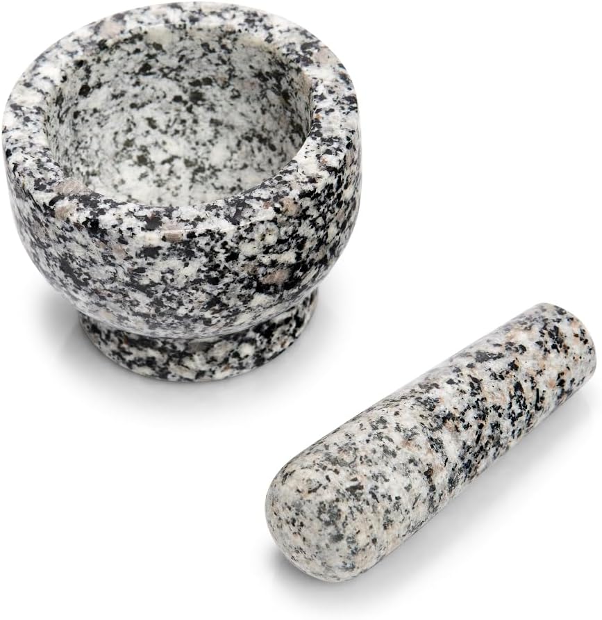 Mörser- und Stössel-Set, 9 x 9 x 6,5 cm Grau