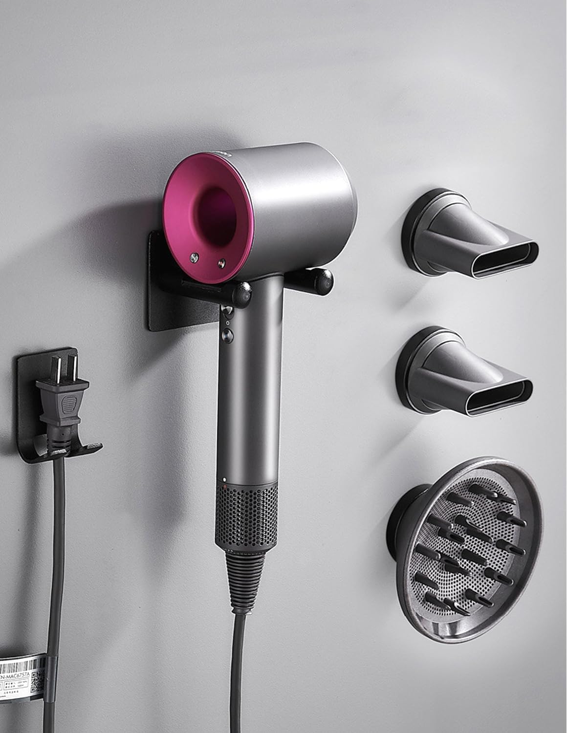 Fönhalterung für Dyson ohne Bohren (inkl. 3 Düsen), 3 Düsen Aufbewahrung