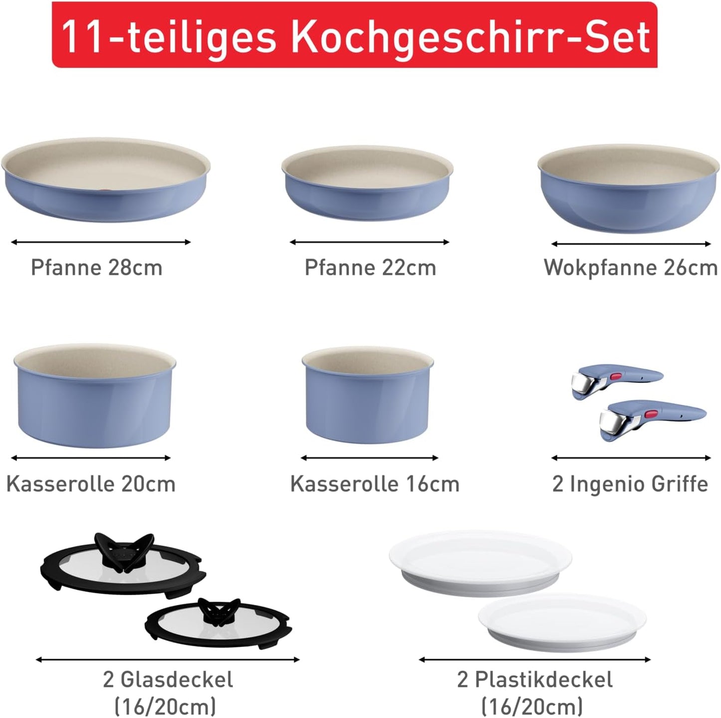 11-teiliges Kochgeschirrset Ingenio Serenity, 11-teiliges Set Blue Salt
