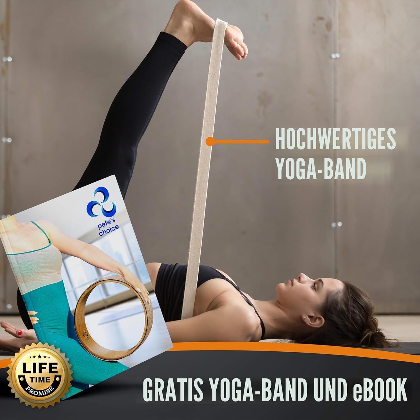 Yoga Rad und Korkblöcke Set