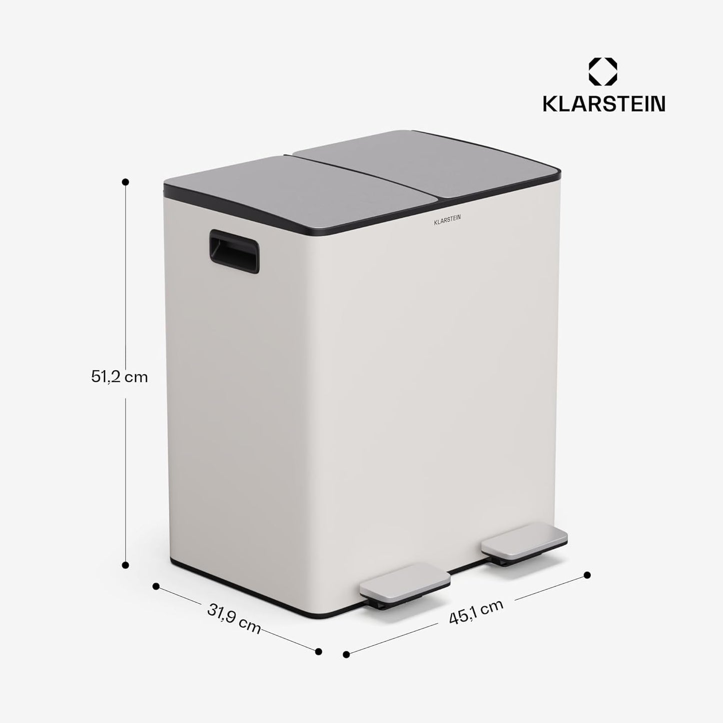 EcoVista Mülleimer, 40 L mit komposteimer Creme