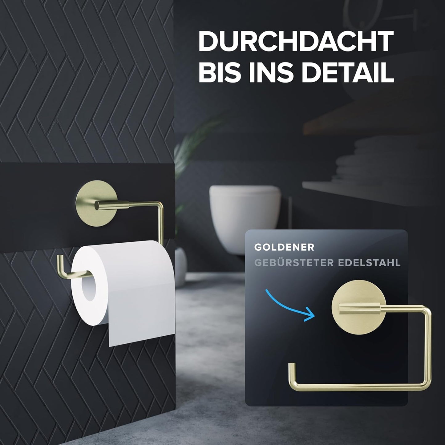 Toilettenpapierhalter, Gold Zum Kleben