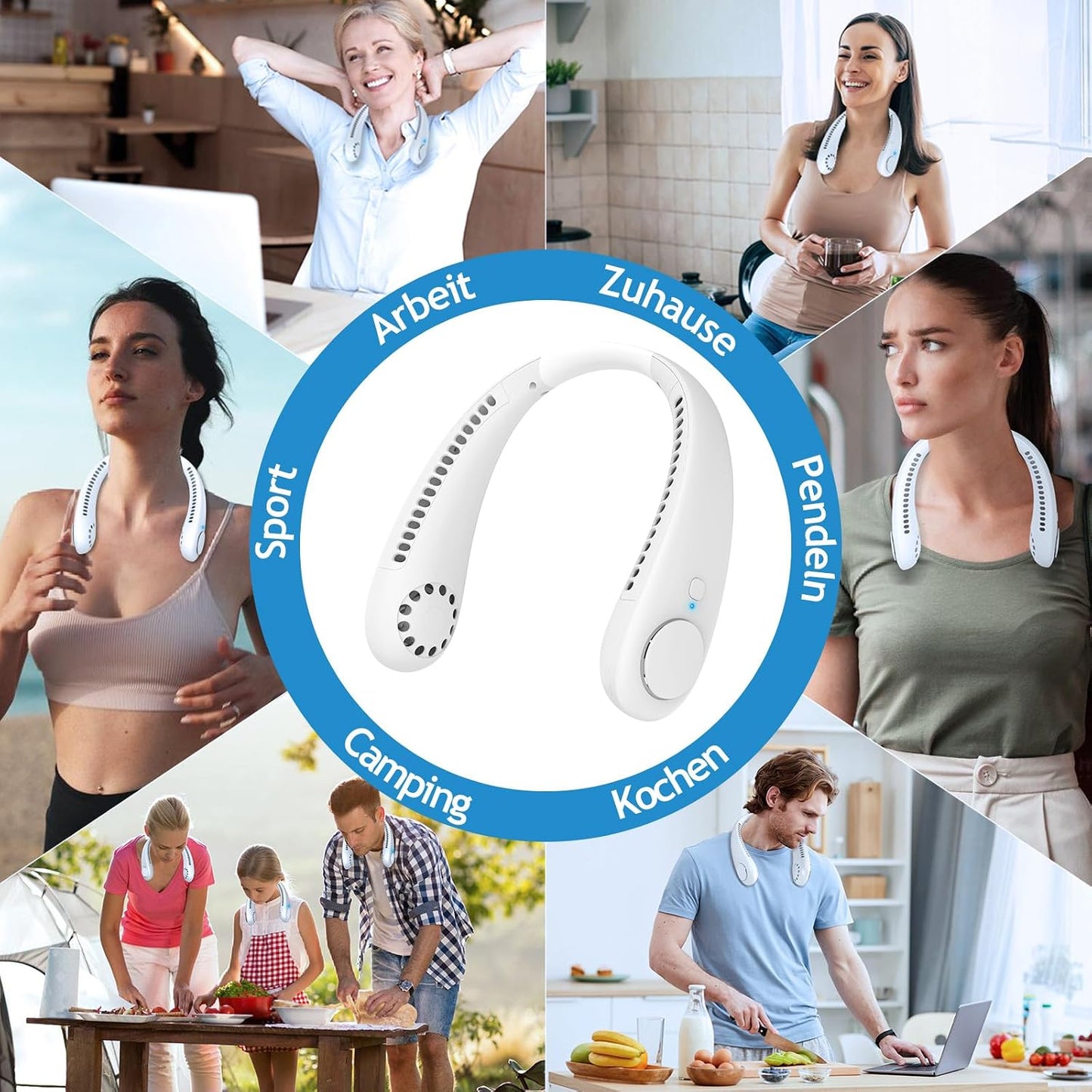 Bladeless Nackenventilator mit 360° Luftstrom, Warmweiss