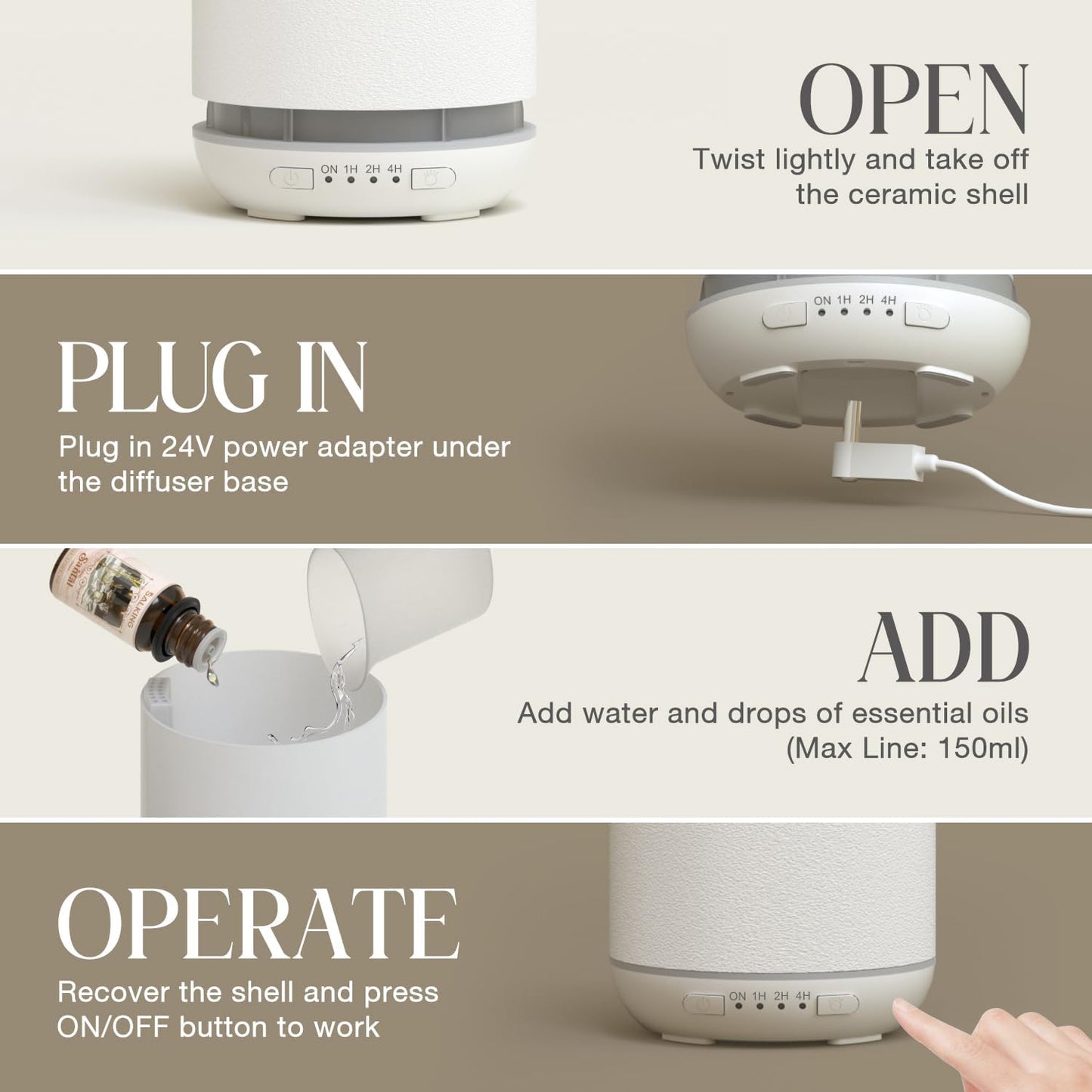 Keramik Aroma Diffuser für ätherische Öle, Weiß