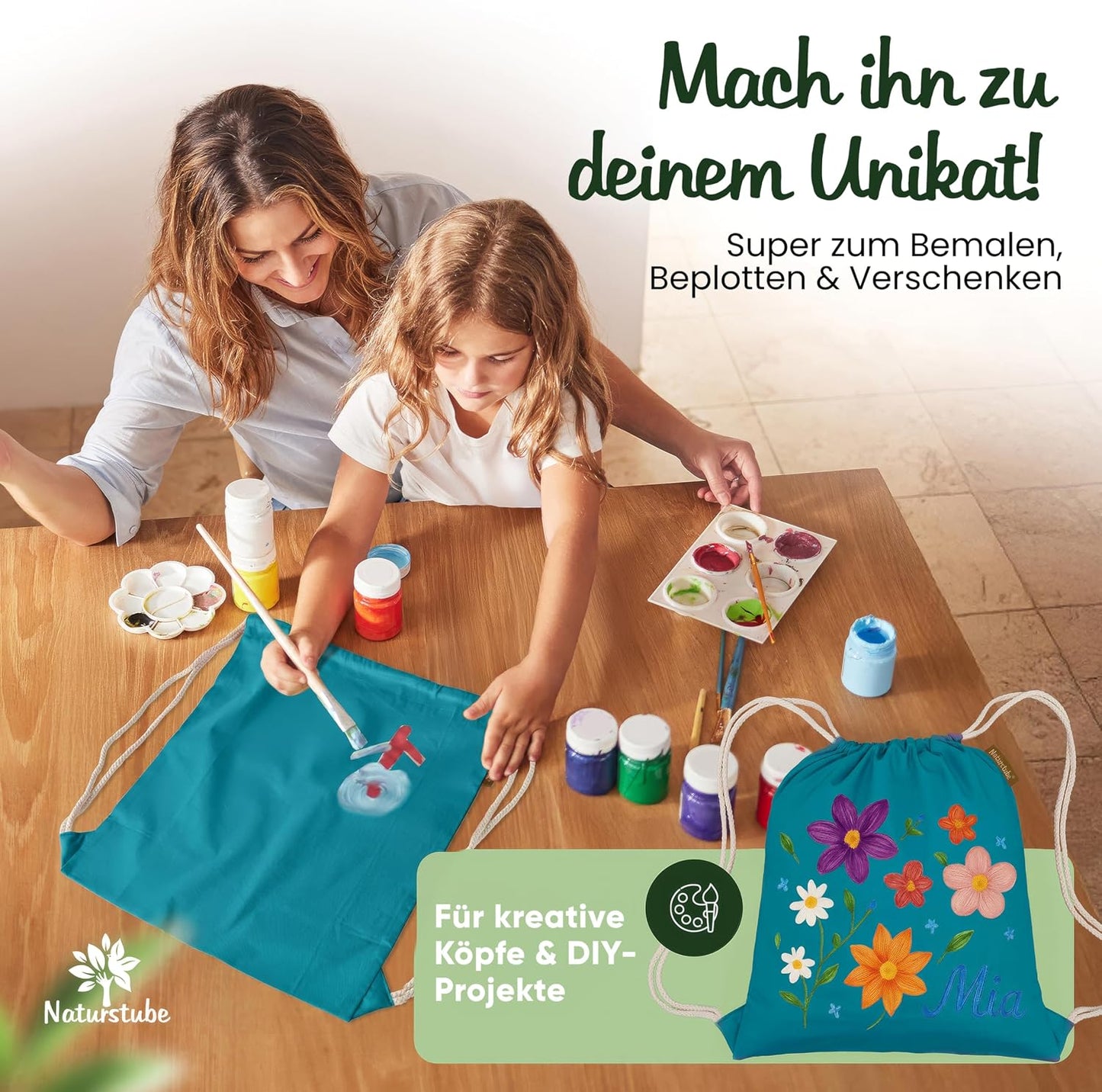 10er-Set Turnbeutel, Petrol Grün