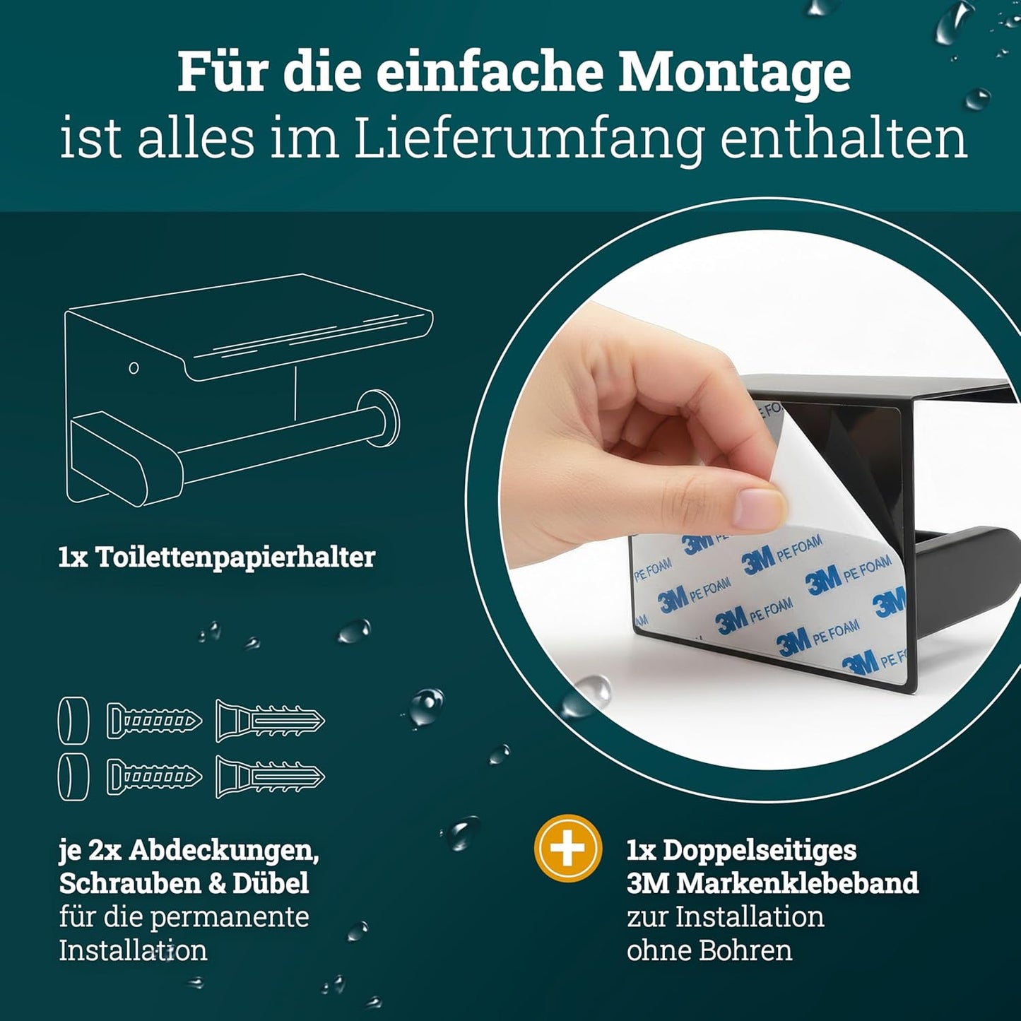 Toilettenpapierhalter, Edelstahl Matt-schwarz Edelstahl