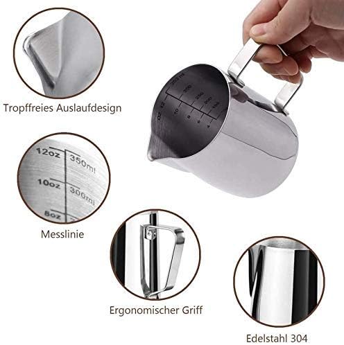 3-teiliges Barista Set mit Tamper, Matte und Milchkännchen, 51mm Gelbe Birneholz