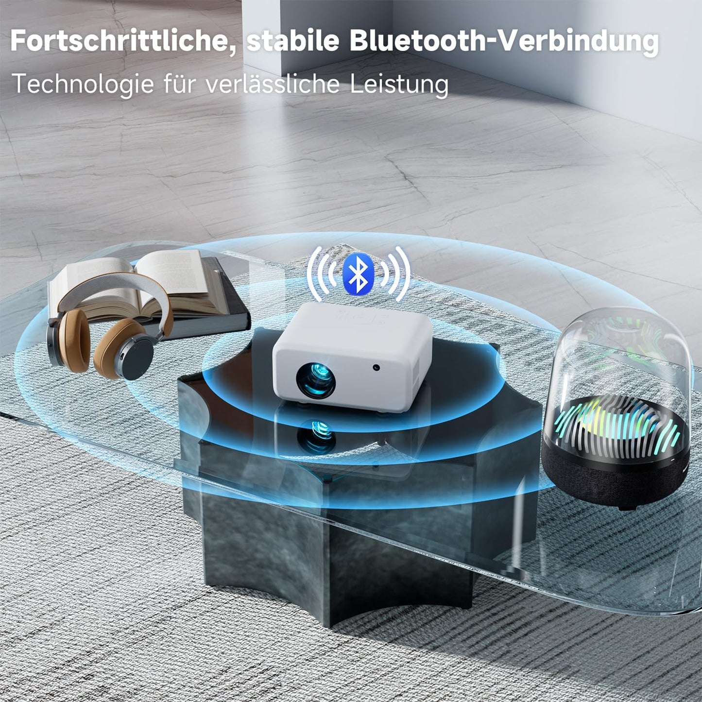Mini Beamer V3Pro mit 5G WiFi und 1080P Unterstützung, white V3P