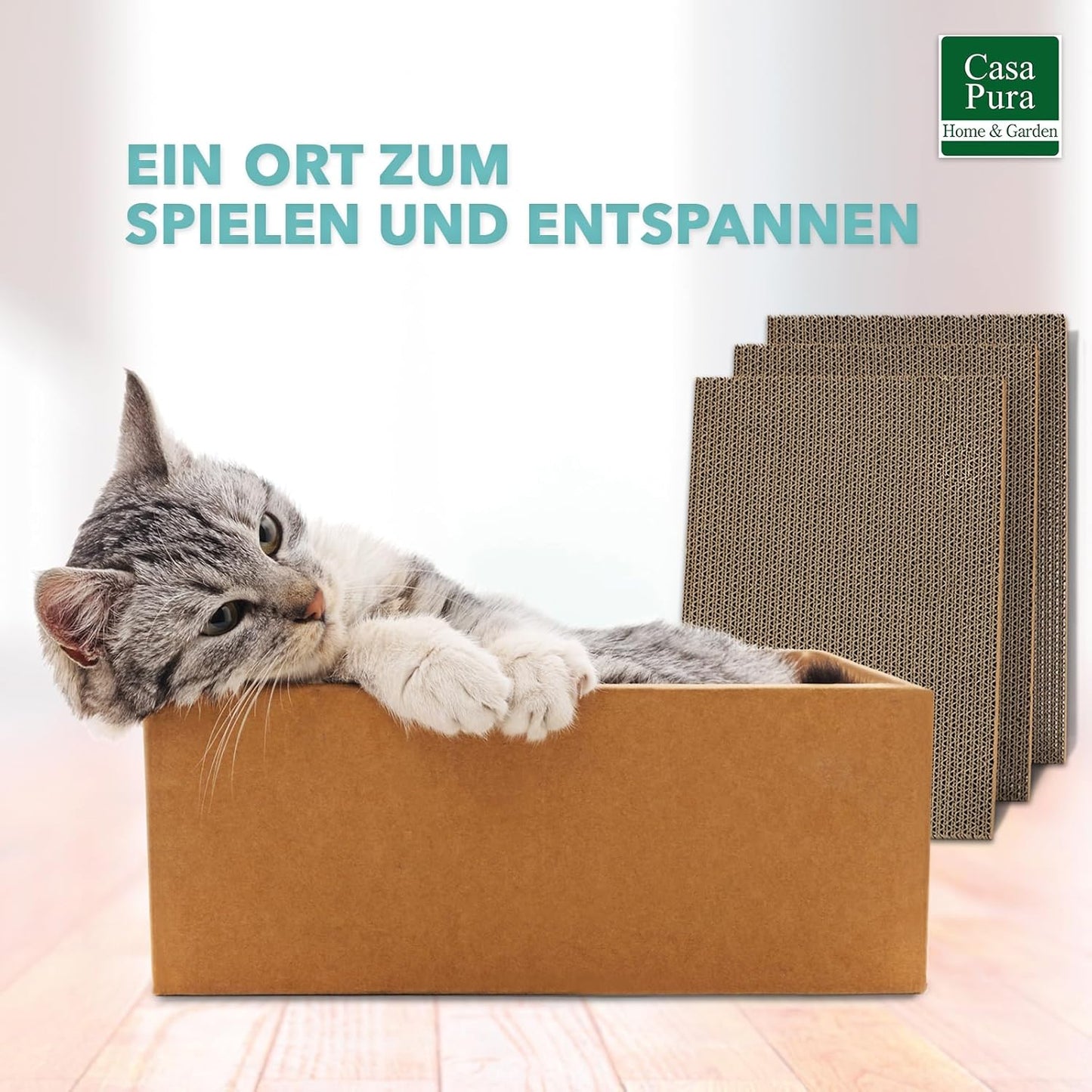 Katzenkratzbox mit 5 Kratzbrettern