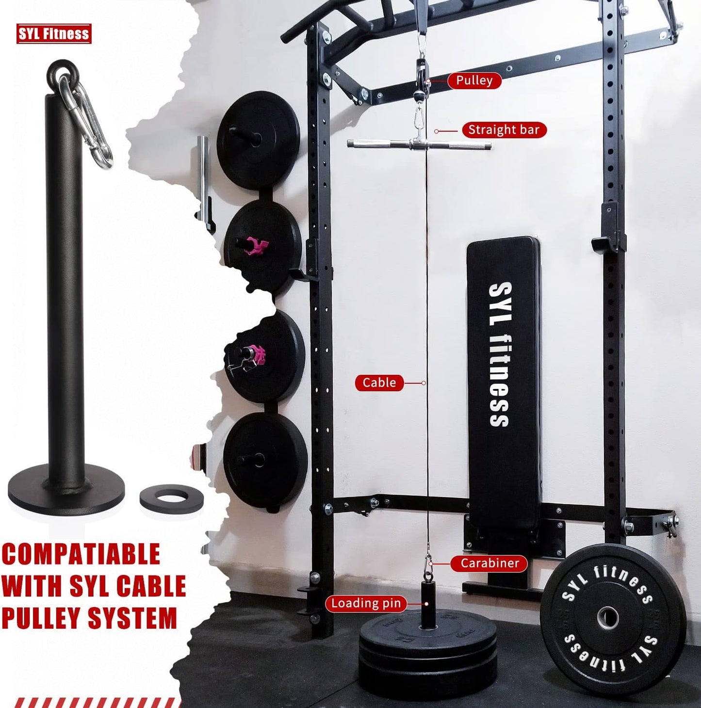 Gewichtsplatte Ladestift für Home Gym, Black