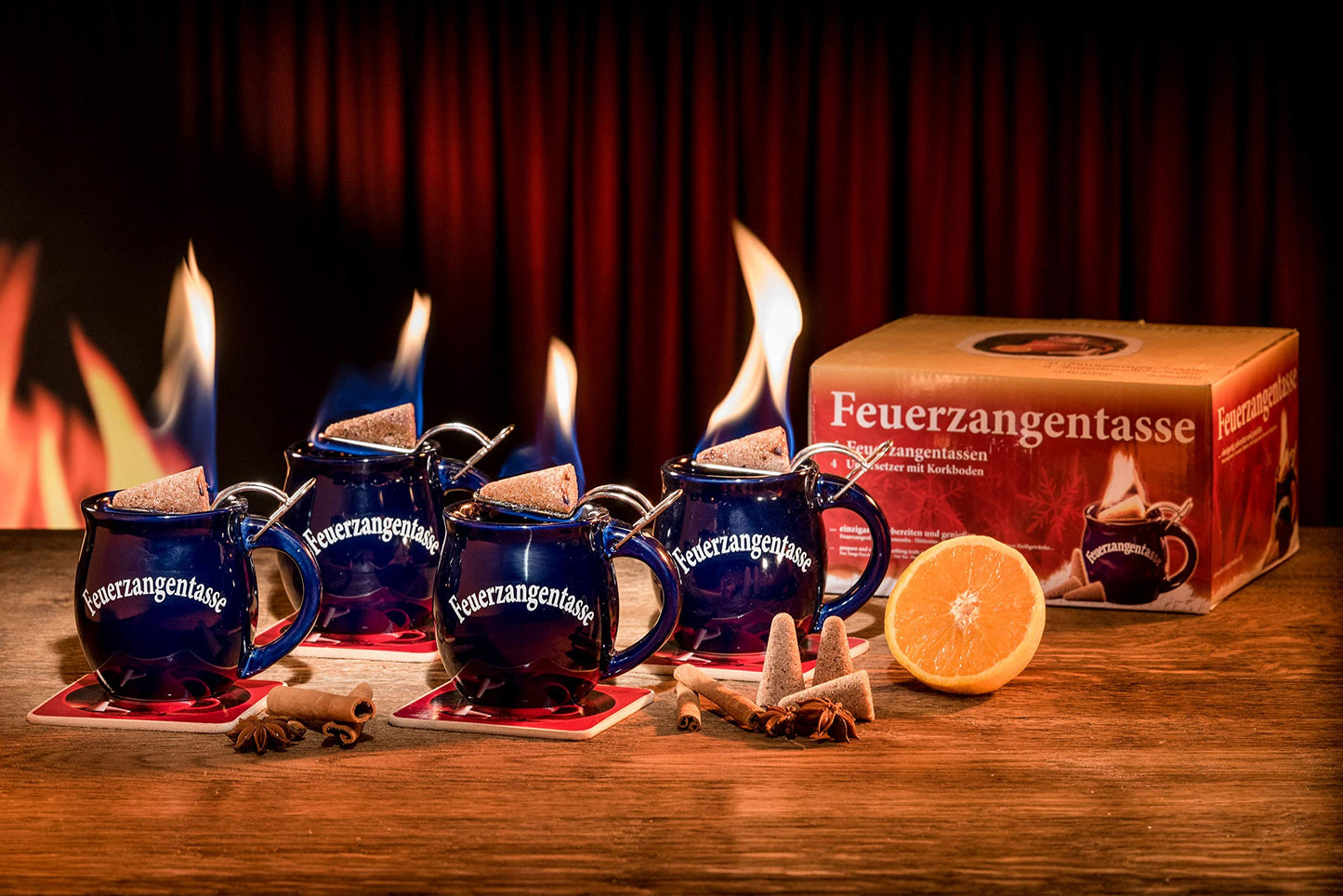 Feuerzangentasse 4er-Set, Blau