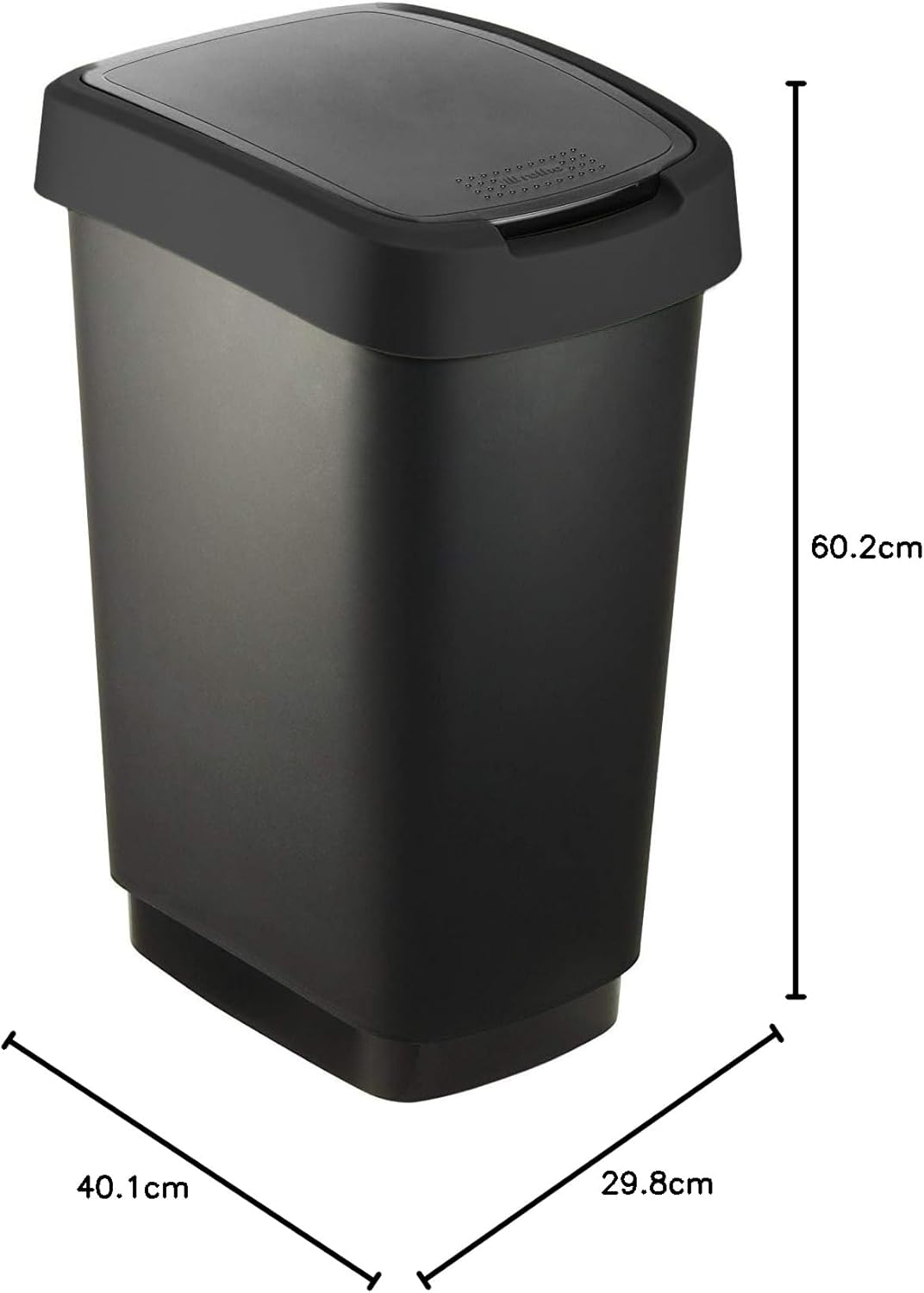 Salsa Mülleimer mit Deckel, 50 Liter, Schwarz 50l