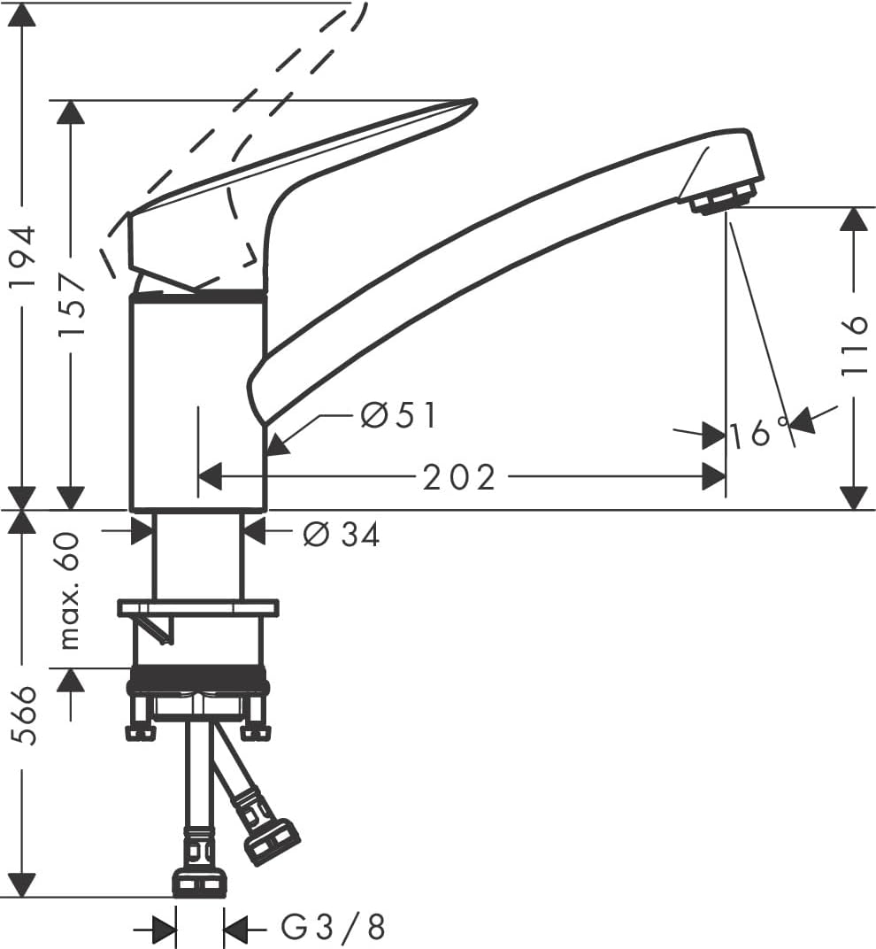 Küchenarmatur Logis M31 mit Schwenkauslauf, Küchenspüle Logis 120 Auslaufhöhe 120mm mit Schwenkauslauf