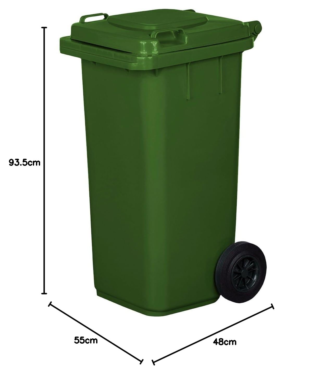Mülltonne 120L mit Rädern, Grün
