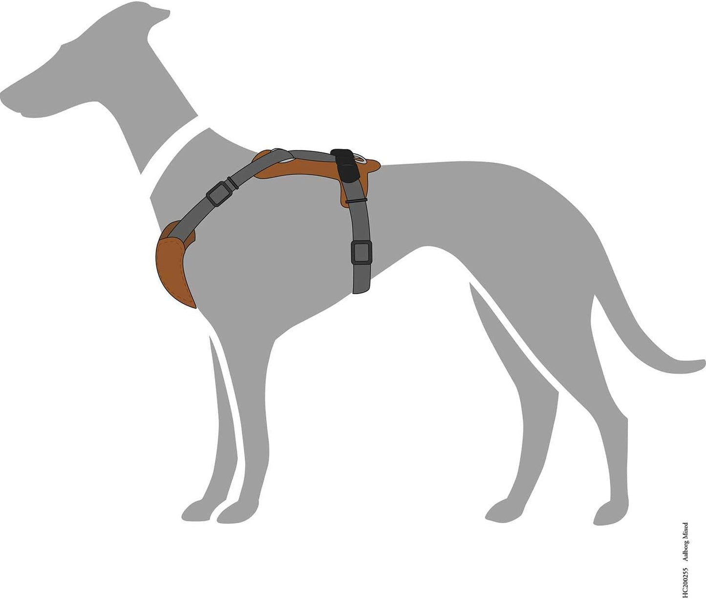 Geschirr Aalborg Mixed für Hunde, cognac/grau 46 - 67 cm