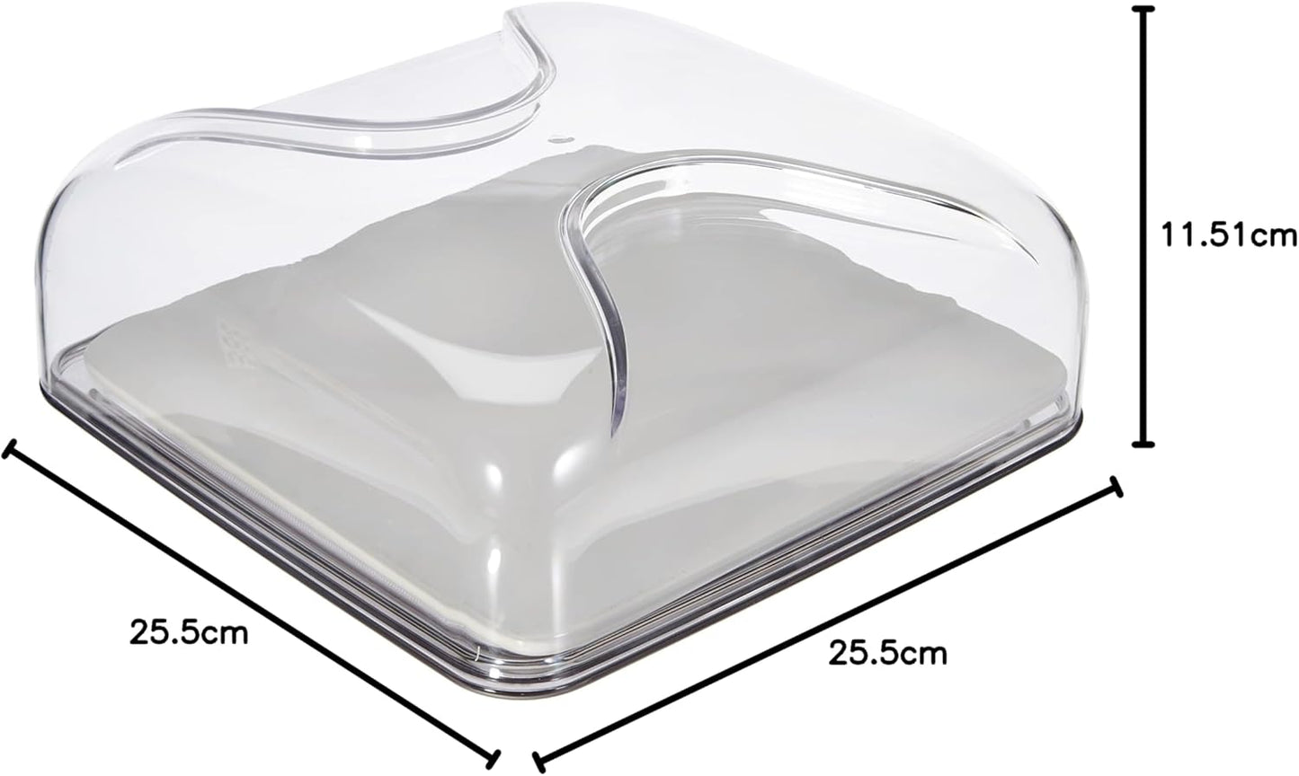 Quadratische Käseglocke Gocce, 25,5 x 25,5 x 11,5 Himmelgrau