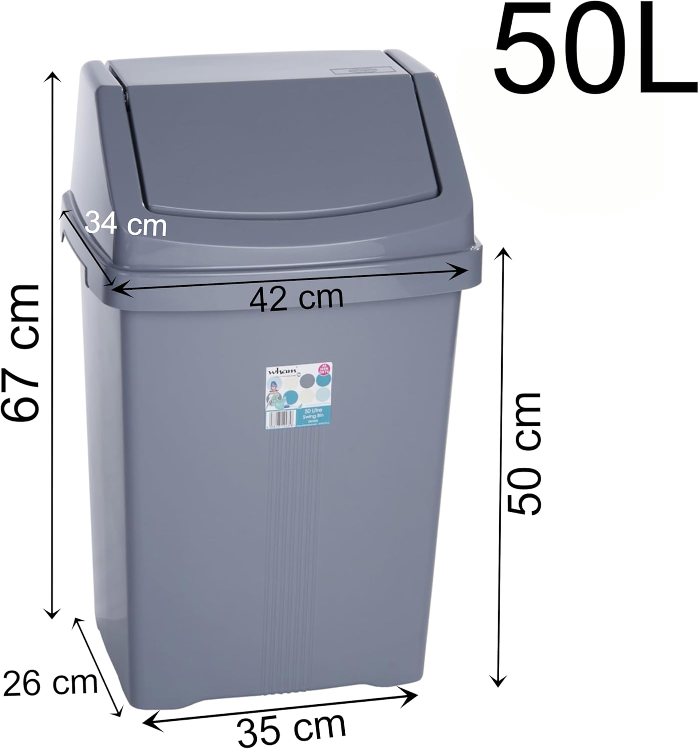 Schwingdeckel-Mülleimer-Set, 2x 50 Liter, Grau 2 x 50 Liter