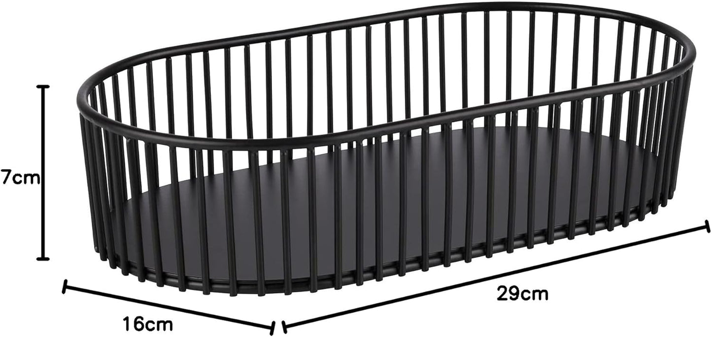 Korb URBAN, 29 x 16 cm, H: 7 cm, oval Schwarz