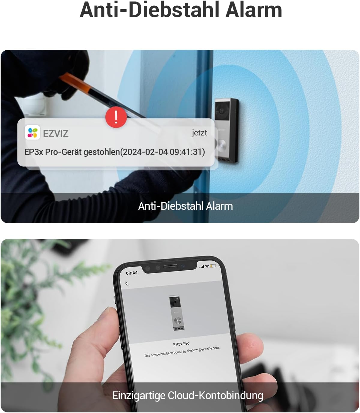 Kabellose Smart-Türklingel mit Bildschirm EP3x Pro+SD7, EP3x mit Touchscreen