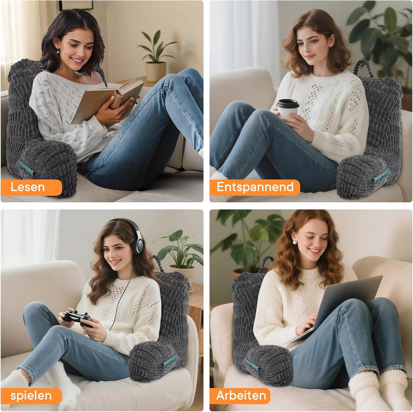 Lesekissen mit Rückenlehne für Bett und Sofa