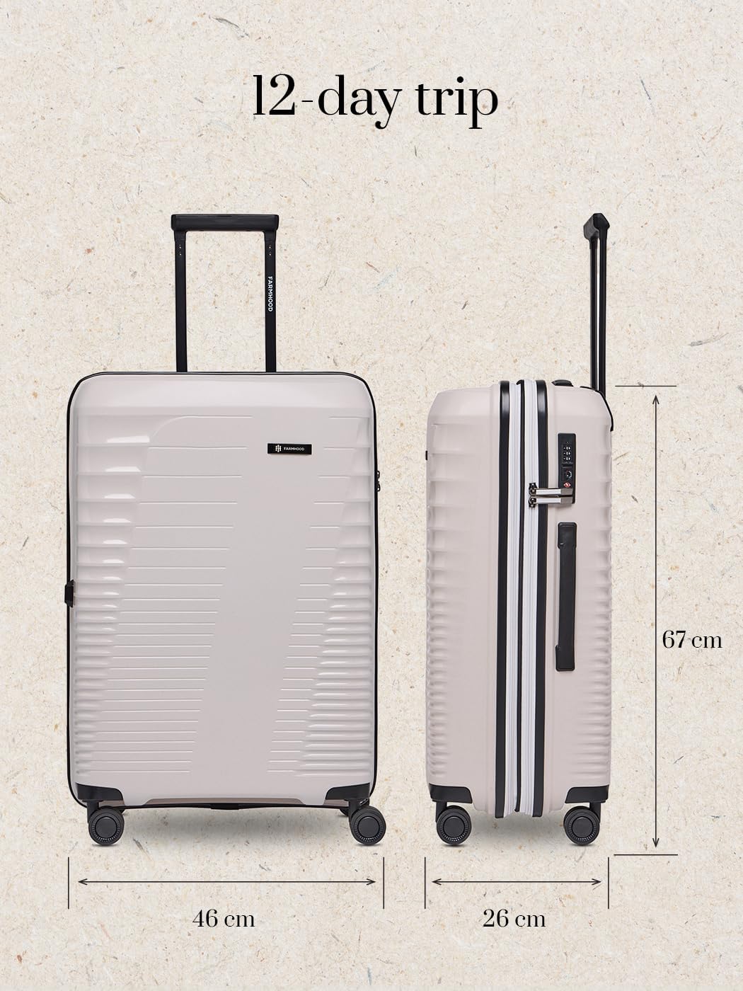 Mittelgrosser Hartschalenkoffer Eco Edition, mit Dehnfalte, Beige Koffer M (67 cm) erweiterbar