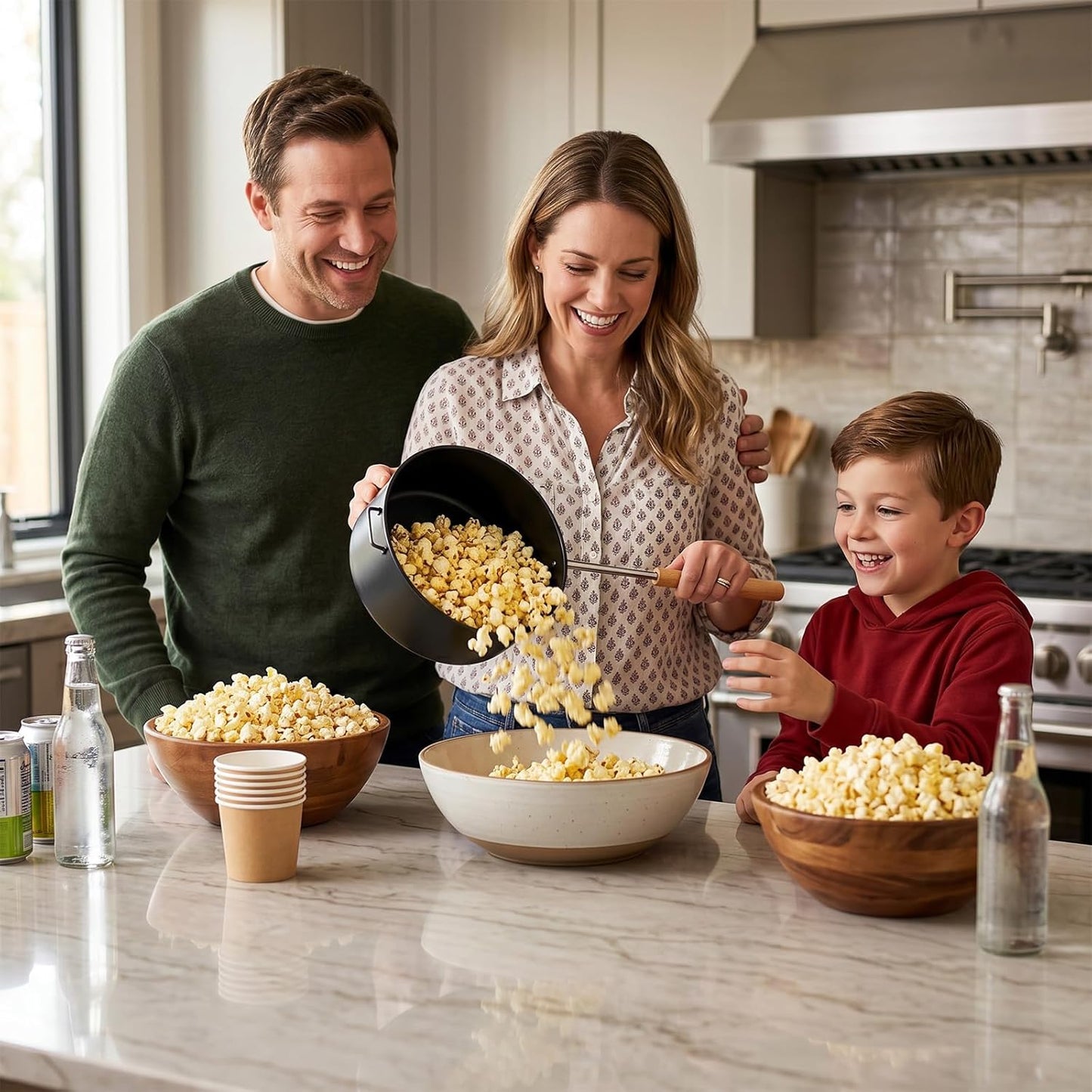 Popcornpfanne für Lagerfeuer, Schwarz Q