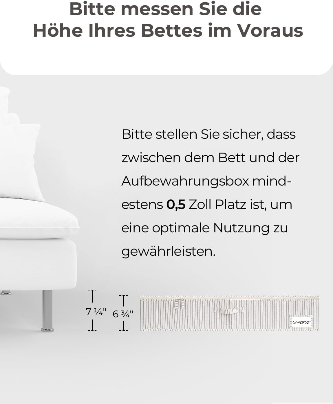 Unterbett Aufbewahrungsboxen-Set (2 Stück, faltbar), 84 x 43 x 15 cm Graue und Weisse Streifen