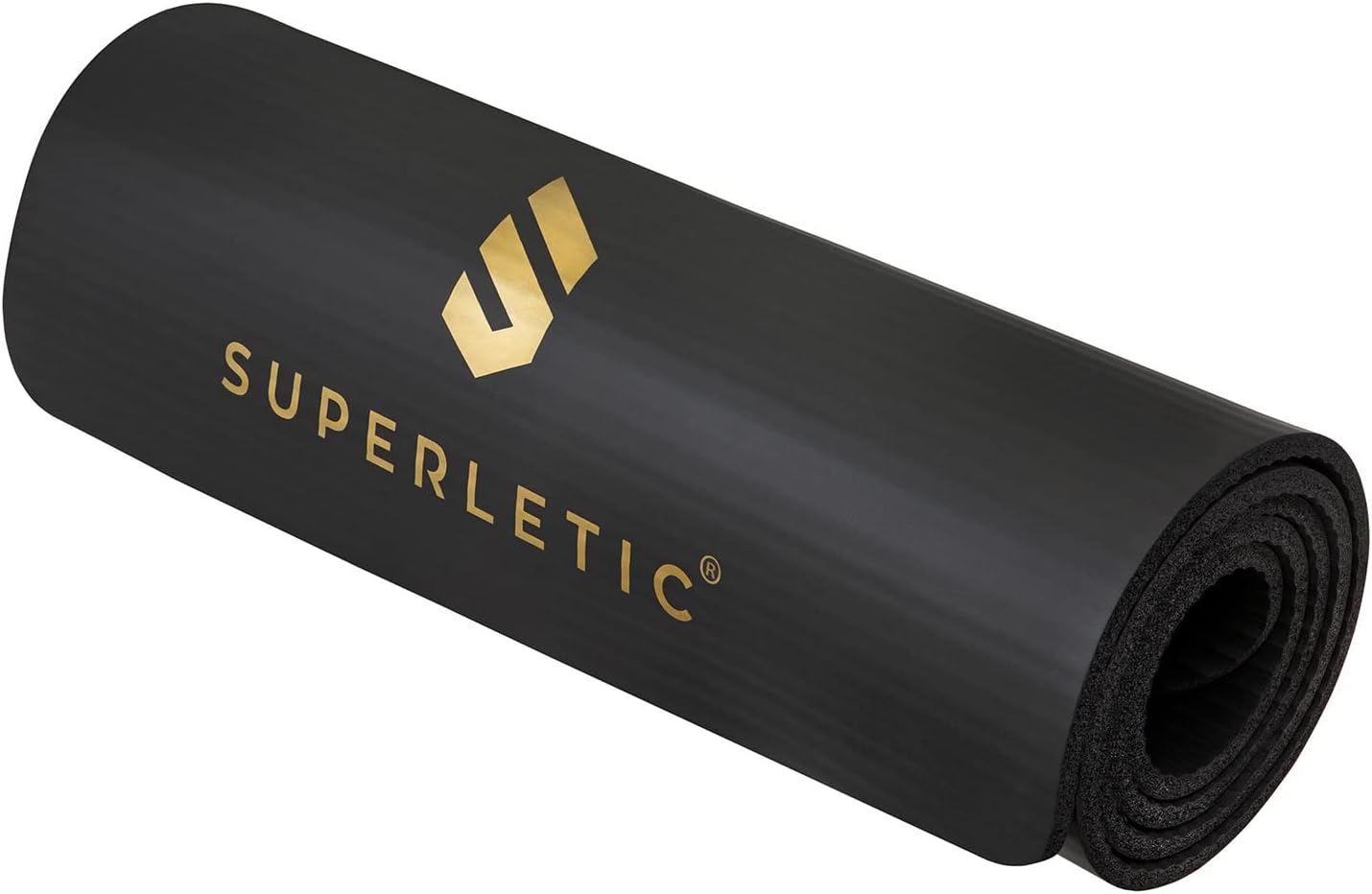 Rutschfeste Fitness- und Yogamatte mit Tragegurt, Schwarz- Nitrile Butadiene Rubber 180 x 60 x 1,0 cm