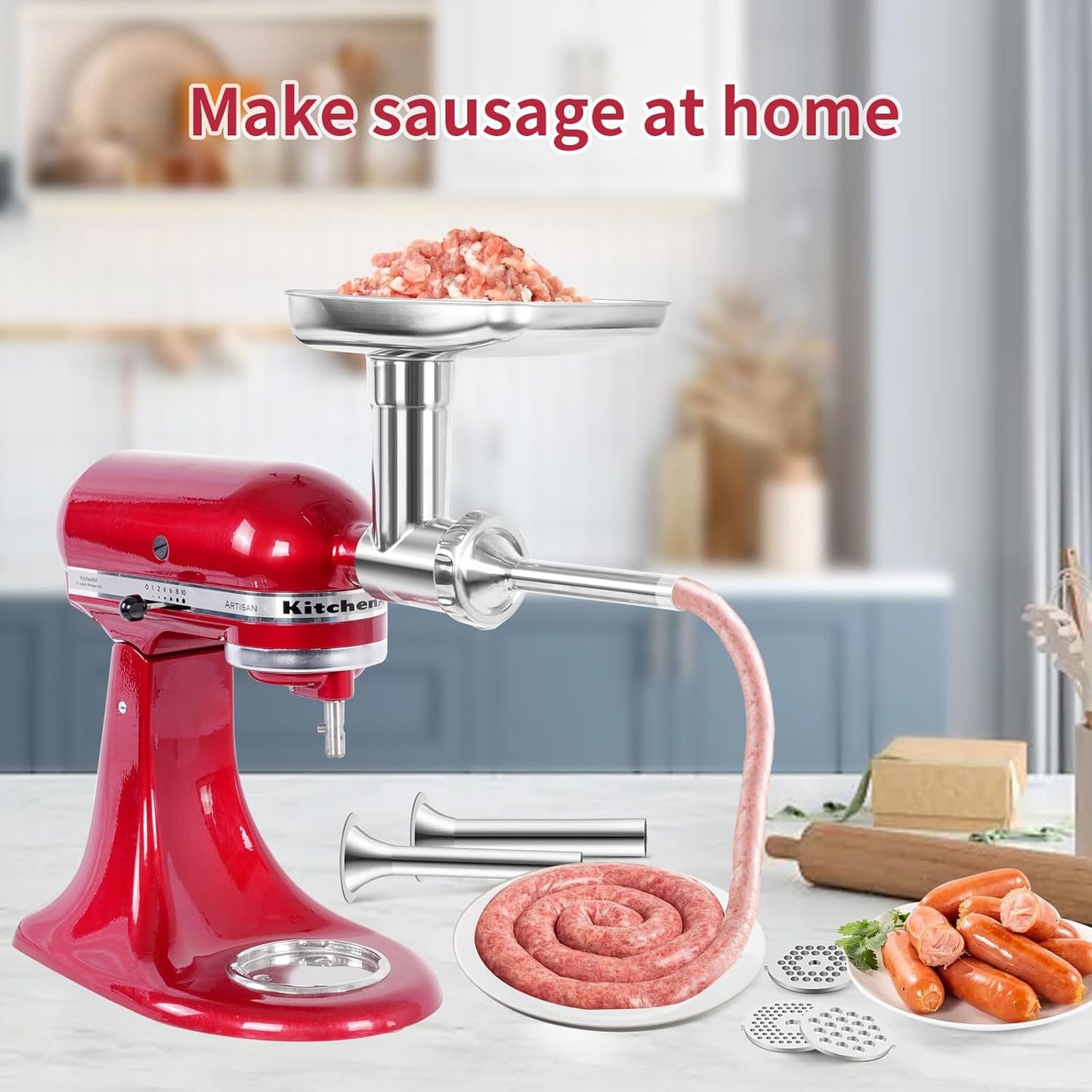 Fleischwolfaufsatz für KitchenAid Mixer, Edelstahl
