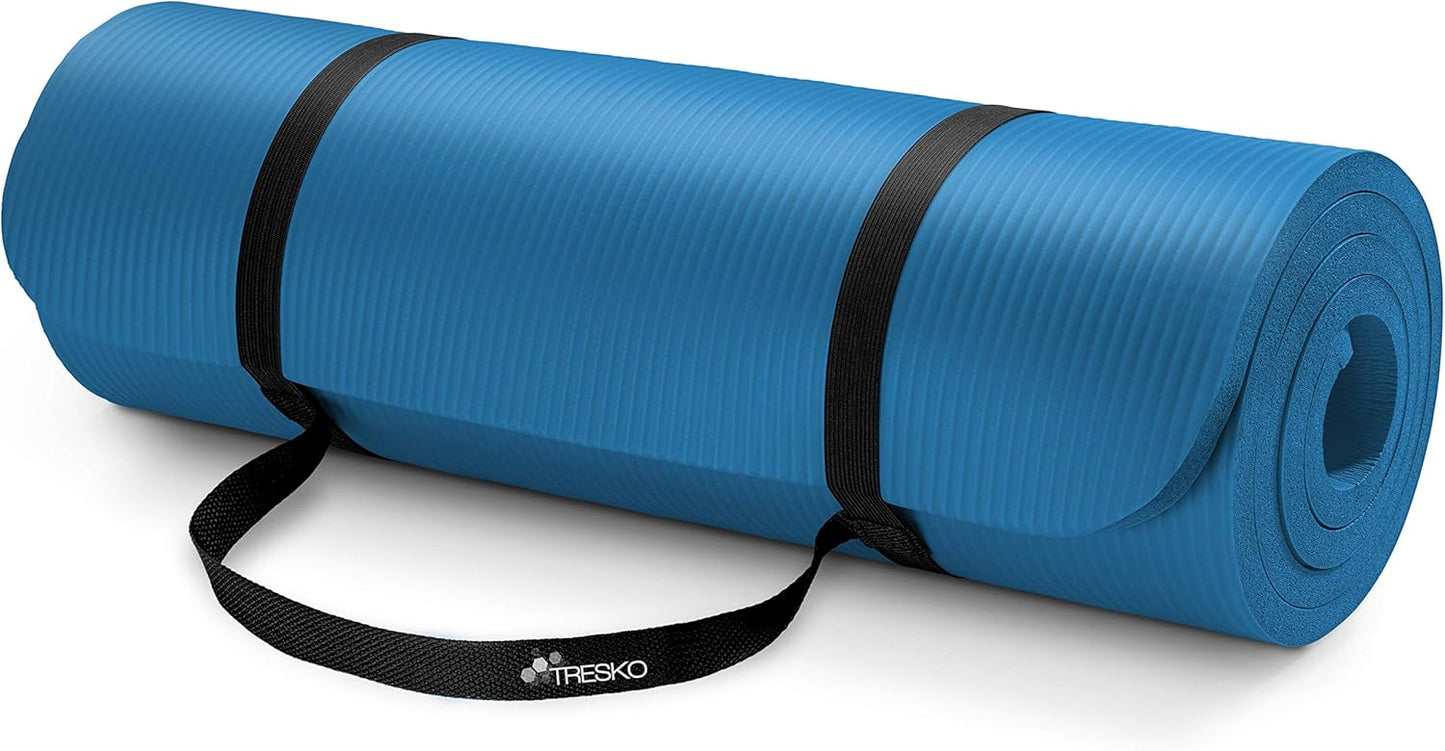 Yogamatte mit Tragegurt, Blau 185 x 60 x 1,0cm