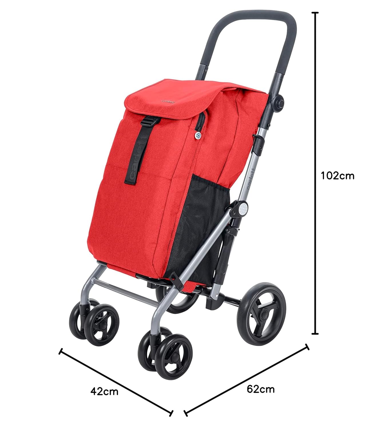 Einkaufstrolley Classic Duo Lett430 mit 4 Rädern und Bremse, Rot CLASSIC duo