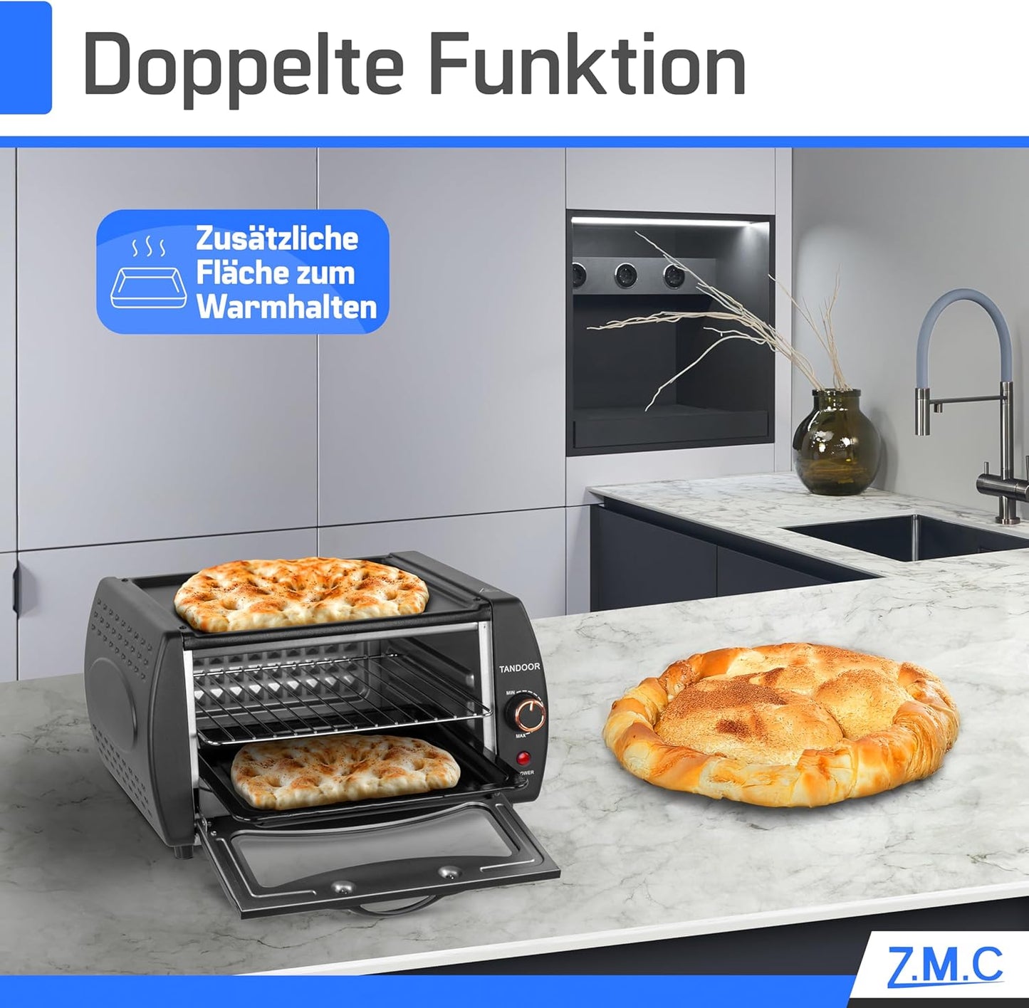 Mini Tandoor/ Minibackofen, 22L, mit Backblech und Grillrost