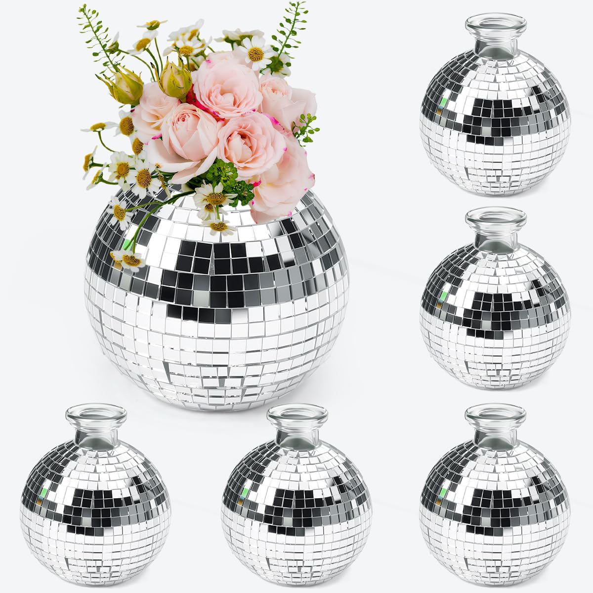 6 Stück Discokugel Mini-Vasen