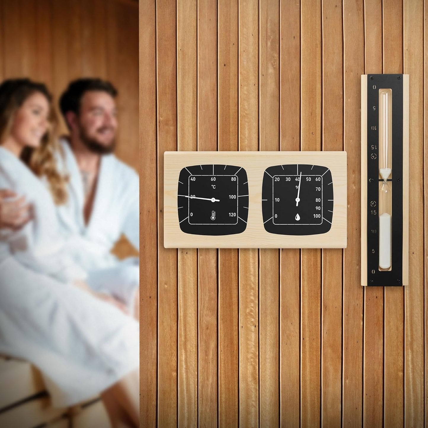Saunazubehör-Set aus Aluminium & Holz