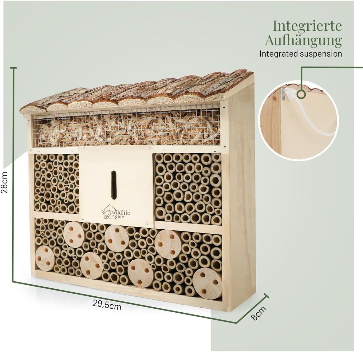 Insektenhotel-Set mit Rindendach, 2 x Wildbienen-Villa (Rindendach)