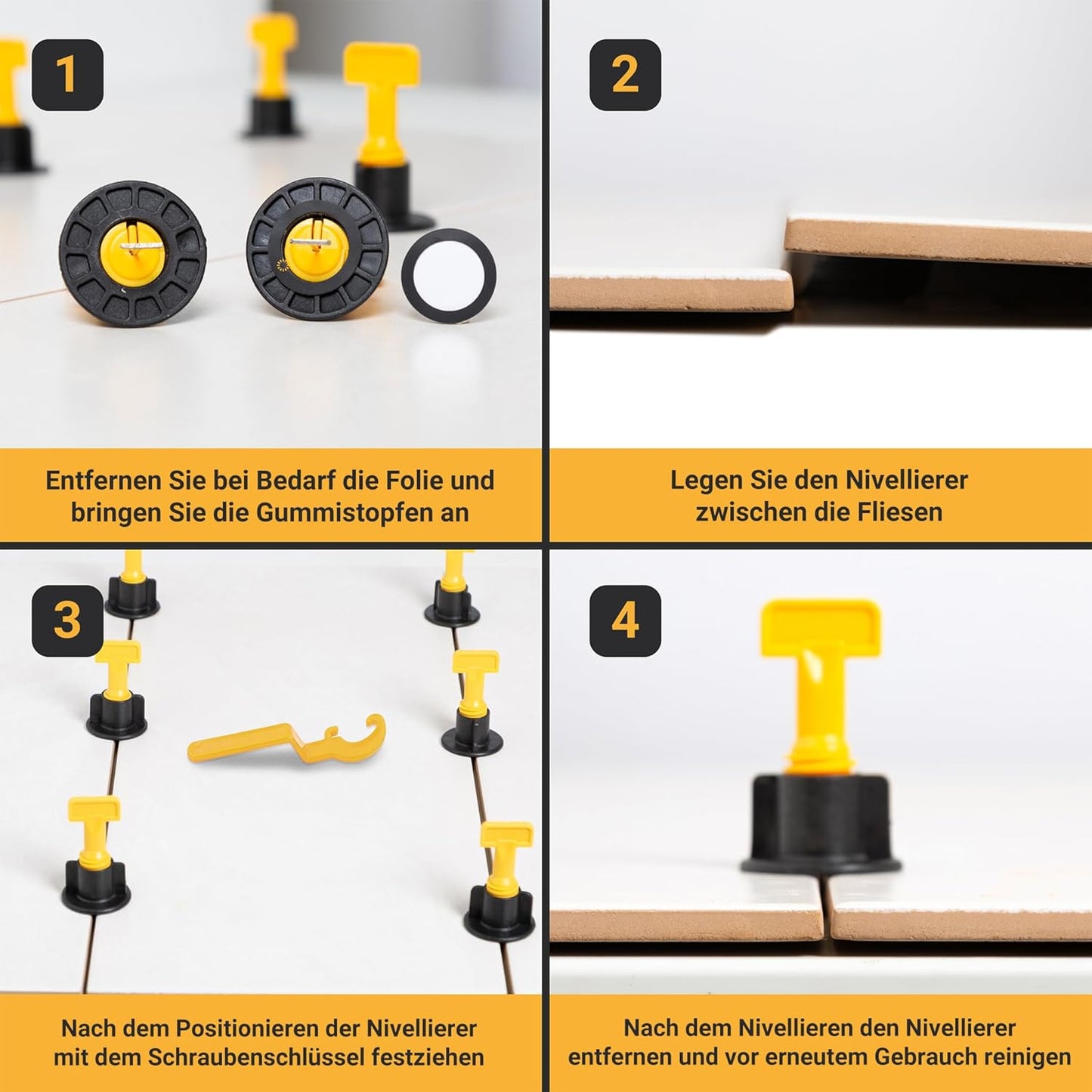 Fliesen-Nivelliersystem Kit mit 100 Abstandhaltern, Screwable Kit