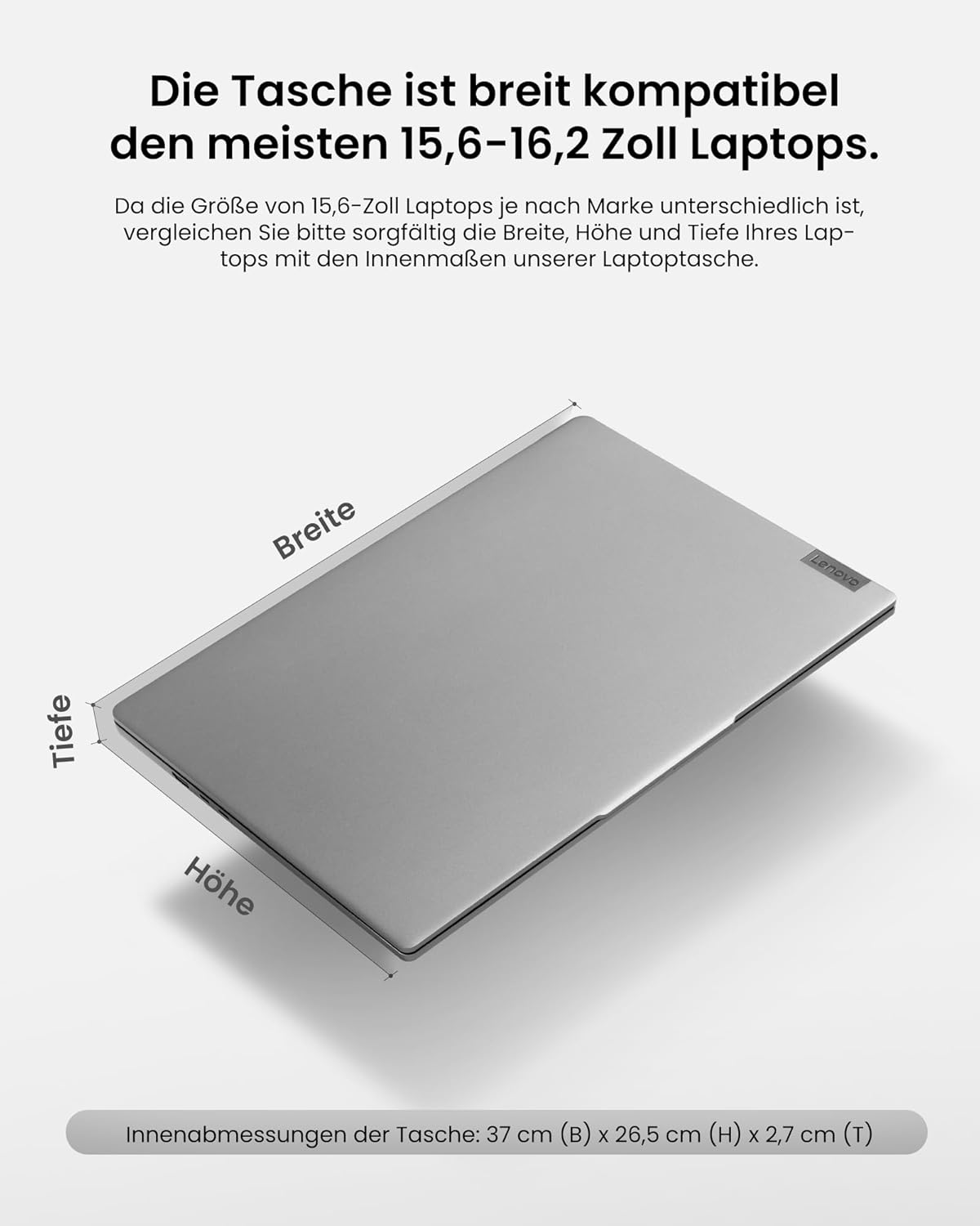360° Laptop-Schutzhülle 15,6-16,2 Zoll, 15,6-16,2 Zoll, Grau