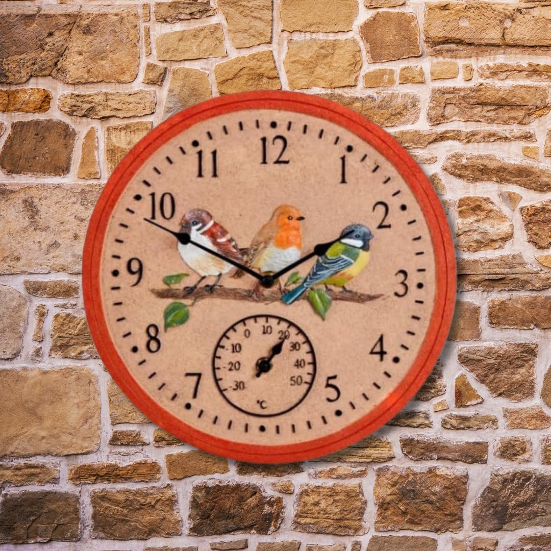 Gartenuhr mit Thermometer