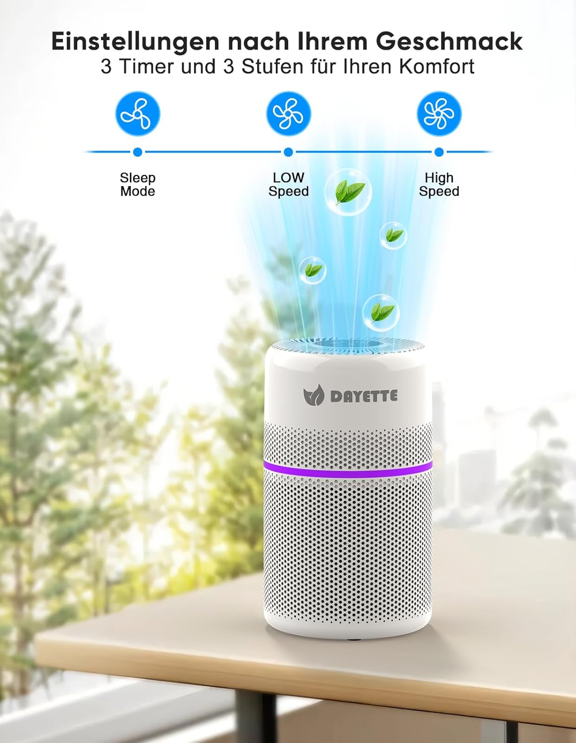 Wifi Luftreiniger mit HEPA 13 Filter, Weiß 90㎡ Wohnung